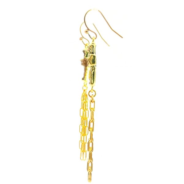 “Golden Grace” Druzy Cross Tassel Earrings - Image 4
