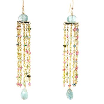 “Celestial Carnival Cascade” Kyanite & Rainbow Tourmaline Earrings