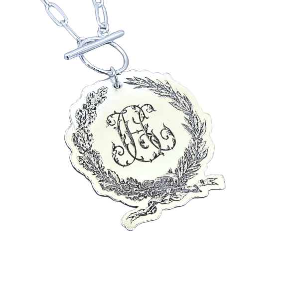 “Heirloom Crest” Custom Argentium-Silver Monogram Necklace - Image 2