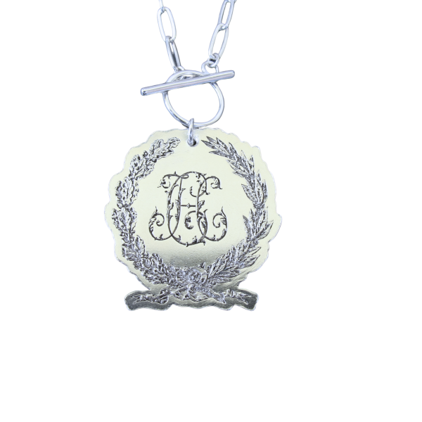 “Heirloom Crest” Custom Argentium-Silver Monogram Necklace - Image 3