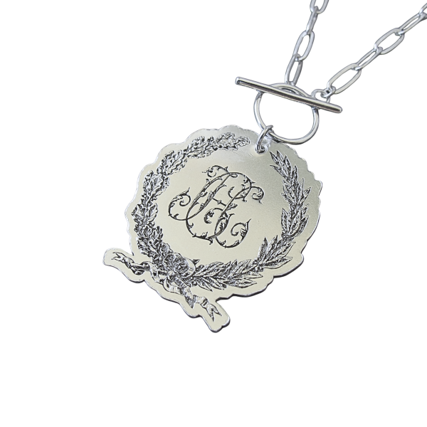 “Heirloom Crest” Custom Argentium-Silver Monogram Necklace - Image 9