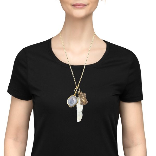 “Guardian Feather” Geode & Mother-of-Pearl Toggle Necklace - Image 2