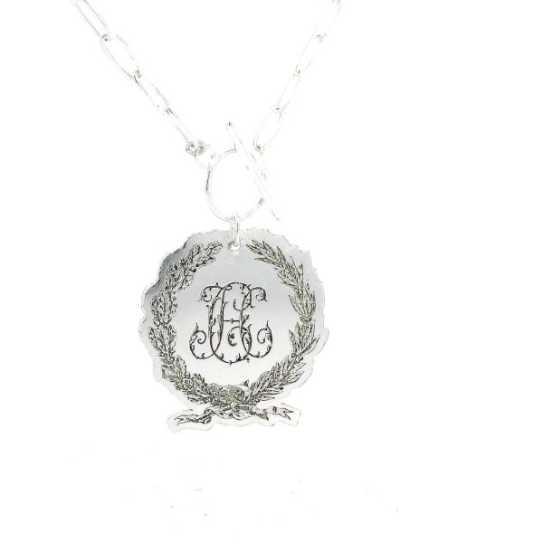 “Heirloom Crest” Custom Argentium-Silver Monogram Necklace - Image 4
