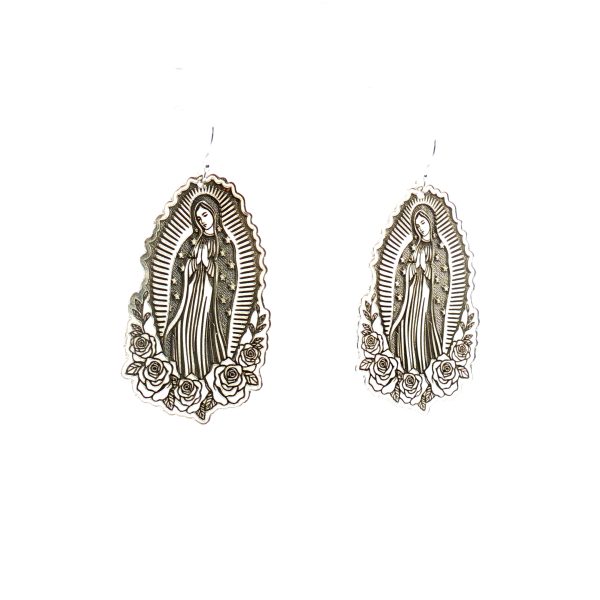 “Guadalupe Grace” Laser-Engraved Argentium-Silver Earrings - Image 3