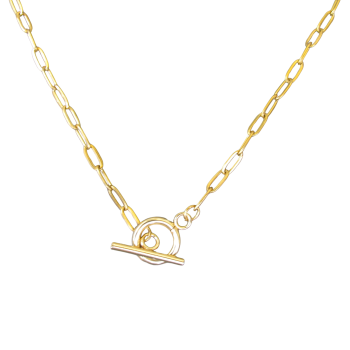 The Gold Stainless Steel Chain features oval links and a front-centered toggle clasp.