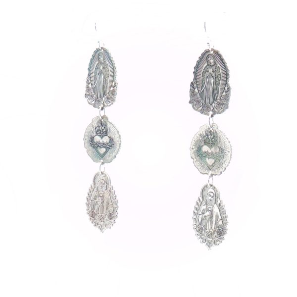 “Trinity of Grace” Triple-Medal Argentium-Silver Earrings