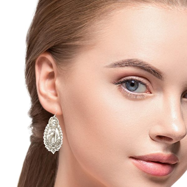 “Miraculous Rose Drop” Argentium-Silver Earrings - Image 2