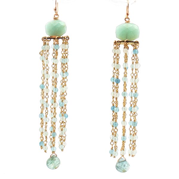 “Sea-Breeze Cascade” Aquamarine & Kyanite Earrings
