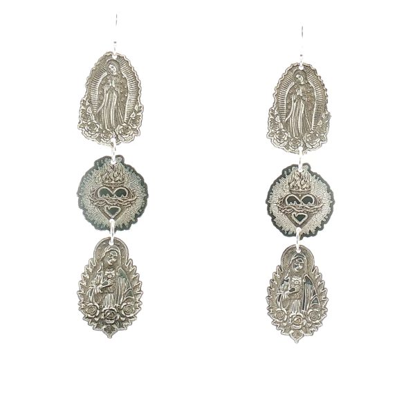 “Trinity of Grace” Triple-Medal Argentium-Silver Earrings - Image 5