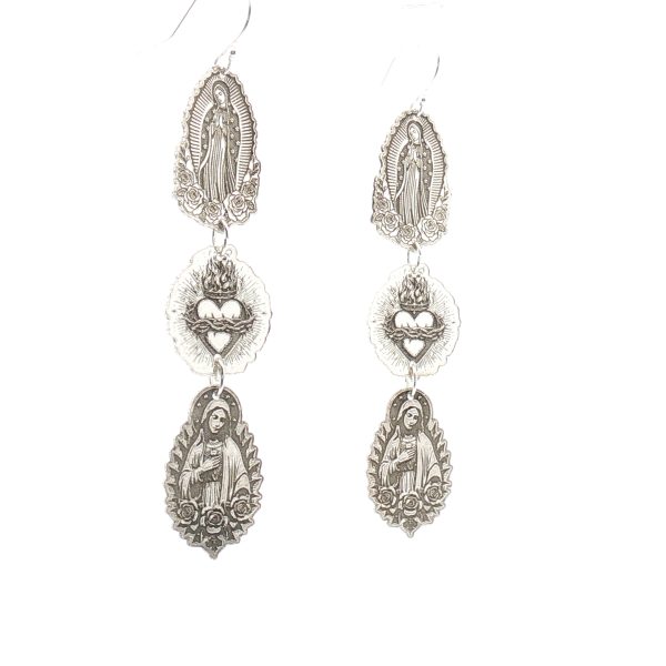 “Trinity of Grace” Triple-Medal Argentium-Silver Earrings - Image 4
