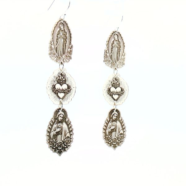 “Trinity of Grace” Triple-Medal Argentium-Silver Earrings