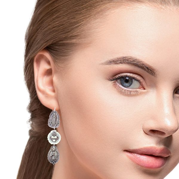 “Trinity of Grace” Triple-Medal Argentium-Silver Earrings - Image 2