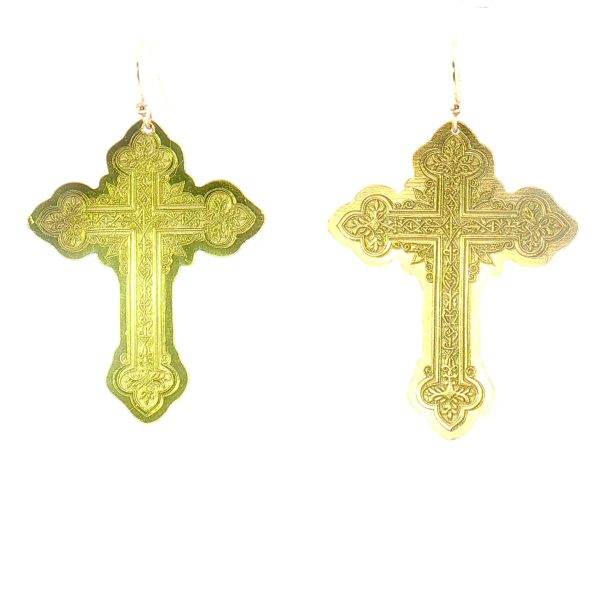 “Cathedral Filigree” Deep-Relief Cross Earrings - Image 4