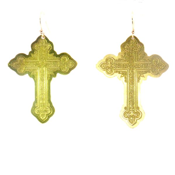 “Cathedral Filigree” Deep-Relief Cross Earrings - Image 3