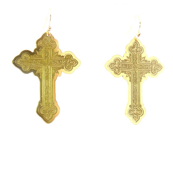 “Cathedral Filigree” Deep-Relief Cross Earrings - Image 2
