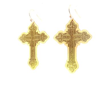 “Cathedral Filigree” Deep-Relief Cross Earrings