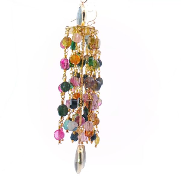 “Aurora Prism Cascade” Tourmaline & Labradorite Earrings - Image 3