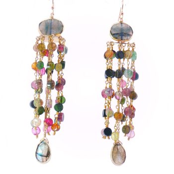 “Aurora Prism Cascade” Tourmaline & Labradorite Earrings