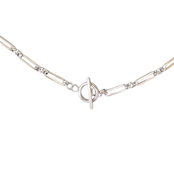 The Stainless Steel Large Fancy Link Chain features elongated links and a toggle clasp, shown on a white background.