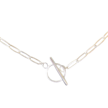 The Sterling Silver Large Paperclip Chain features elongated oval links and a toggle clasp, showcased on a white background.