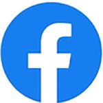 A white lowercase letter f centered on a blue circular background, representing the Facebook logo, styled with accents inspired by natural jewelry.