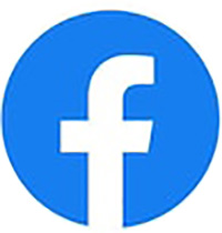 A white lowercase letter f centered on a blue circular background, representing the Facebook logo, styled with accents inspired by natural jewelry.
