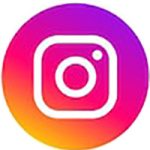 A white Instagram logo, shaped like a camera, is centered on a circular background with a gradient of pink, purple, and orange—perfect for showcasing your natural jewelry creations.